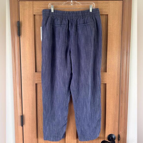 NWT Athleta 100% Linen Retreat Ankle Pants Raining Violet Women’s size Large - Picture 7 of 15